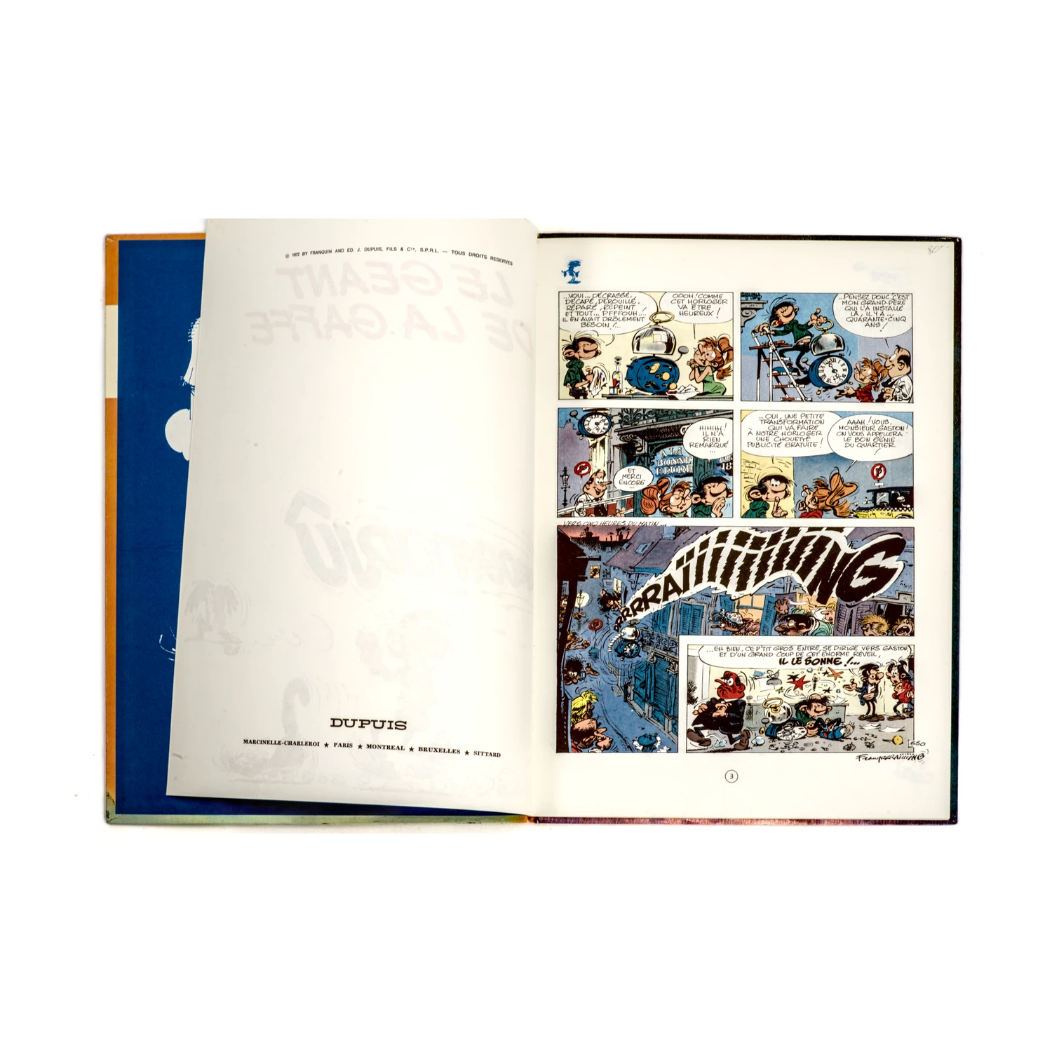 Page intérieure de la BD Gaston Lagaffe N°10 avec mentions légales de 1972