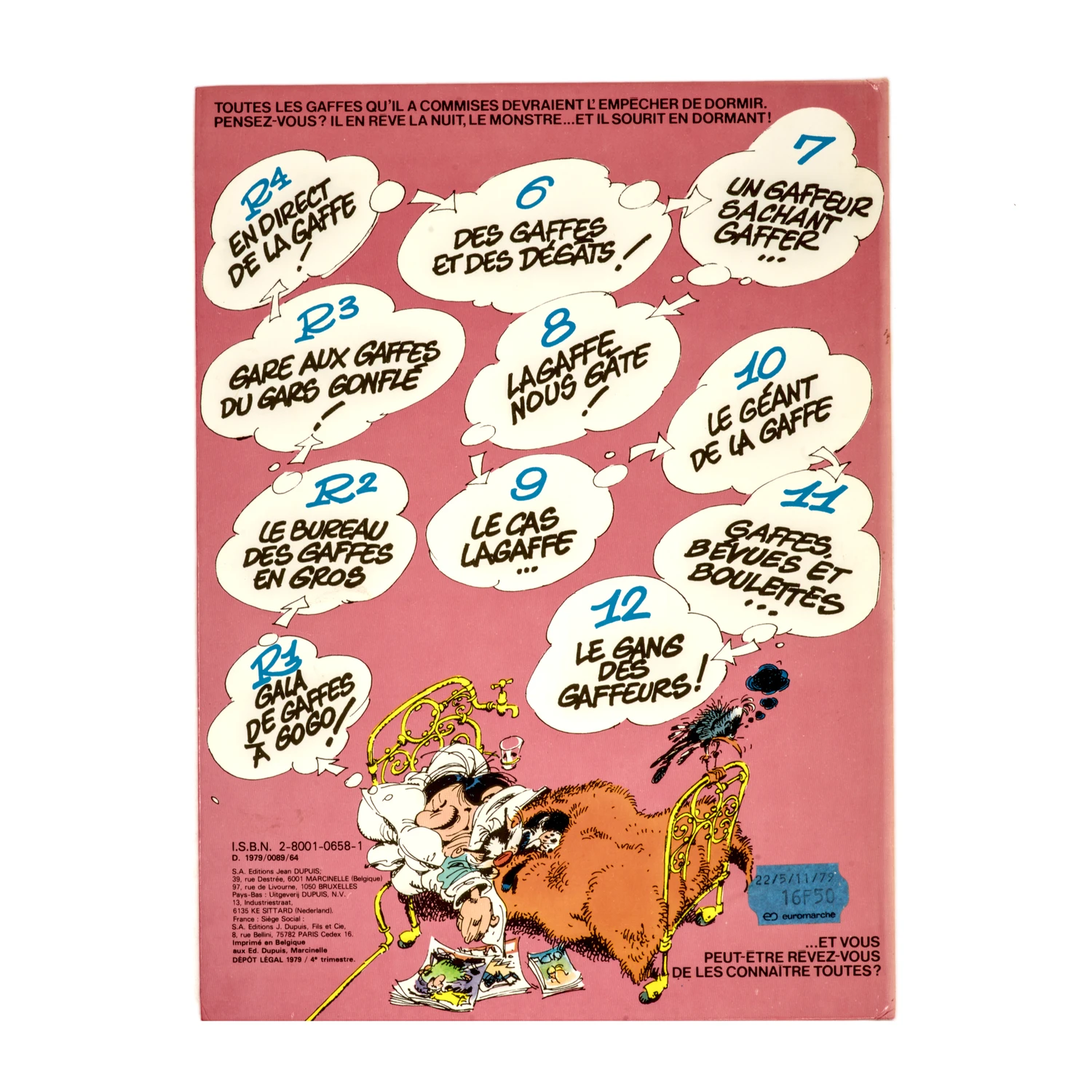 4ème plat de la BD Gaston Lagaffe Tome 13 confirmant l