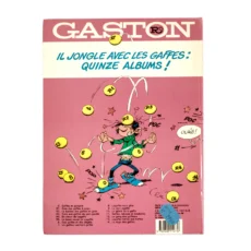 4ème plat de la BD Gaston R5 listant 15 albums avec étiquette sur plastique