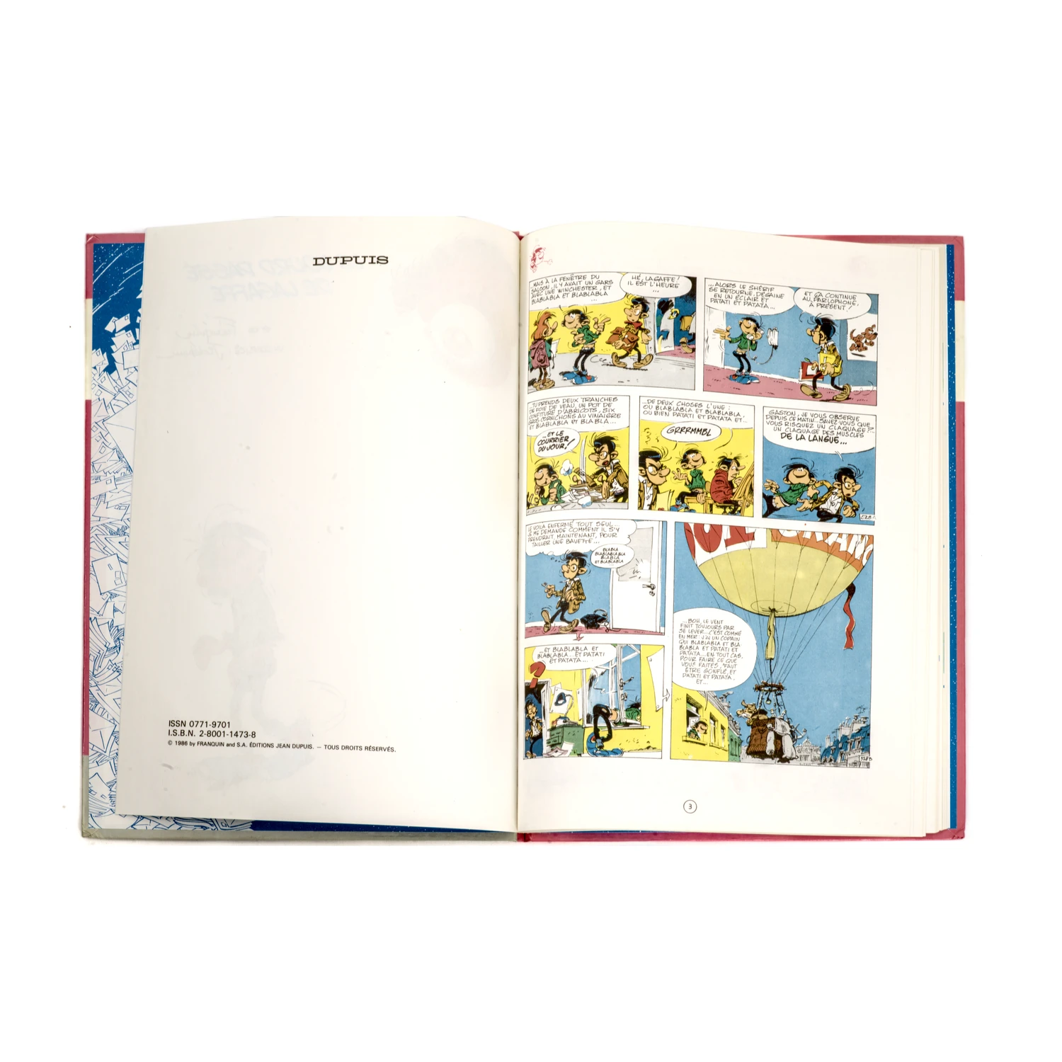 Page de garde et première planche de la BD Gaston R5 avec copyright 1986