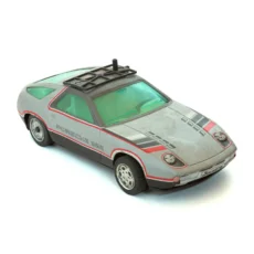 Voiture miniature Joustra Porsche 928 en tôle grise vue de trois-quarts face