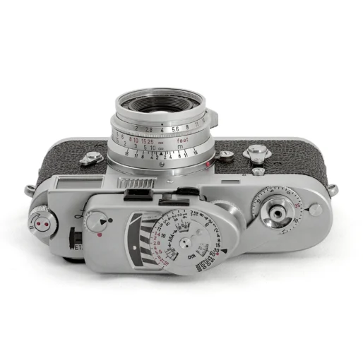Leica M2 & Objectif Leitz Summicron 35mm f/2 + posemètre Leica-Meter monté - vue de dessus