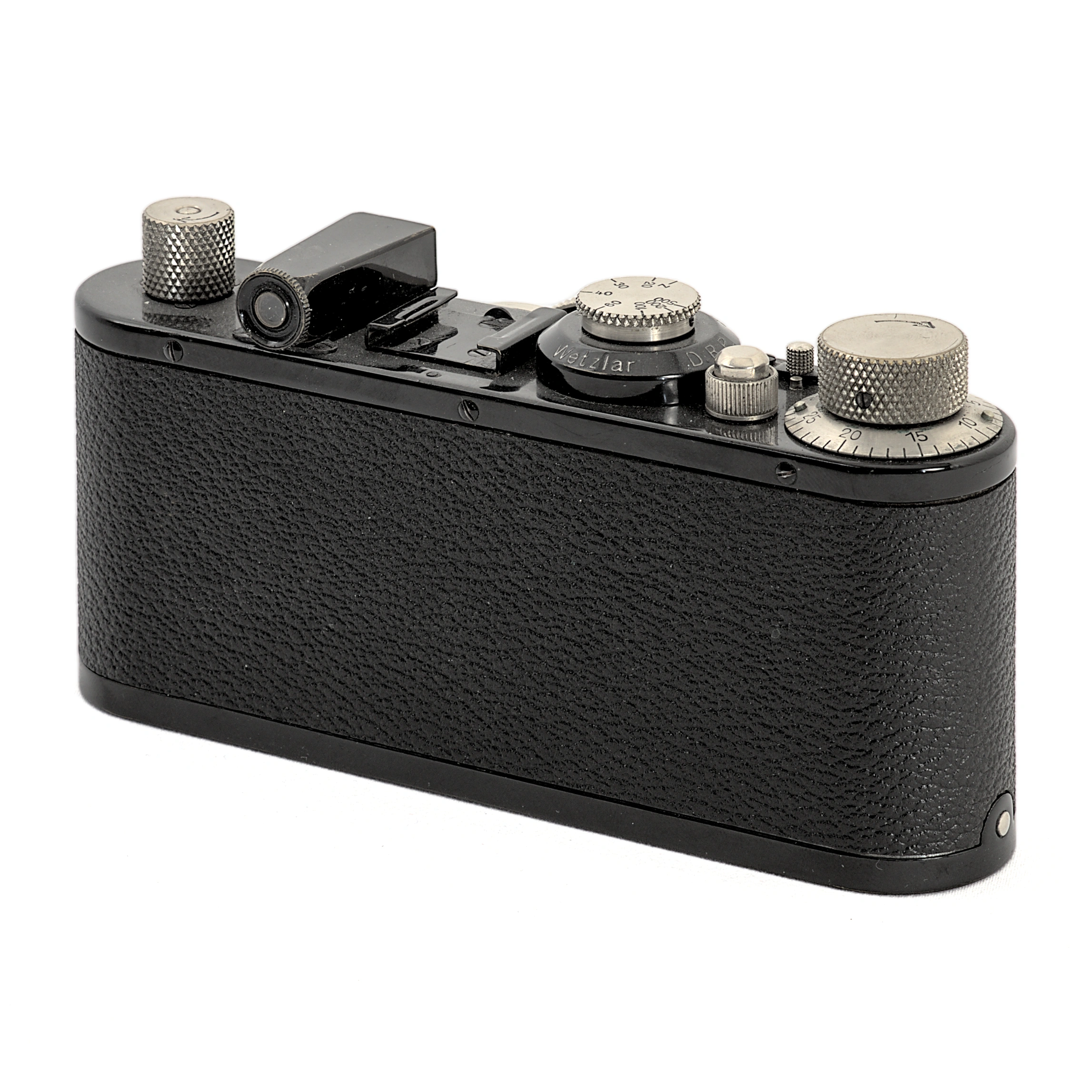 Leica Standard Model E noir de 1933 avec objectif Leitz Elmar 50mm f/3.5 de dos