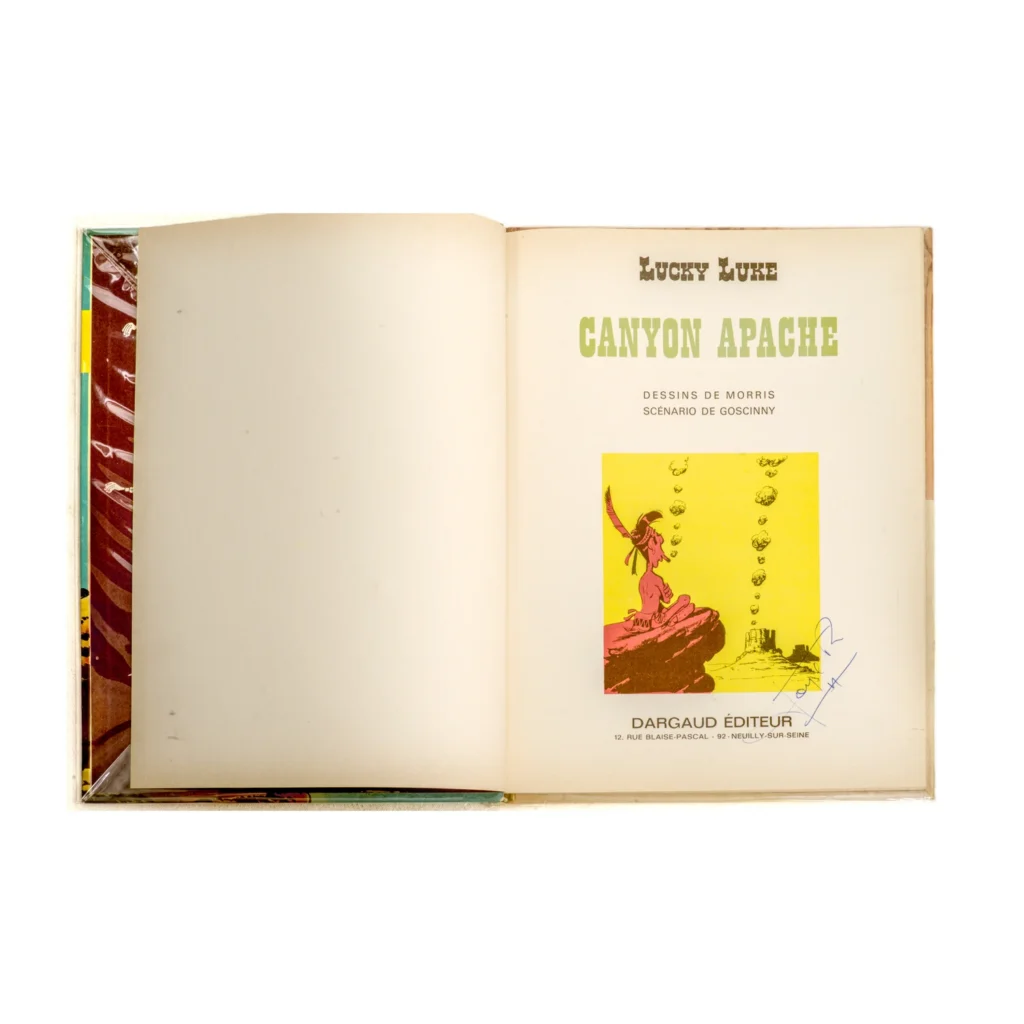 4ème plat de l'album Lucky Luke Canyon Apache confirmant l'Édition Originale avec Jesse James en dernier titre