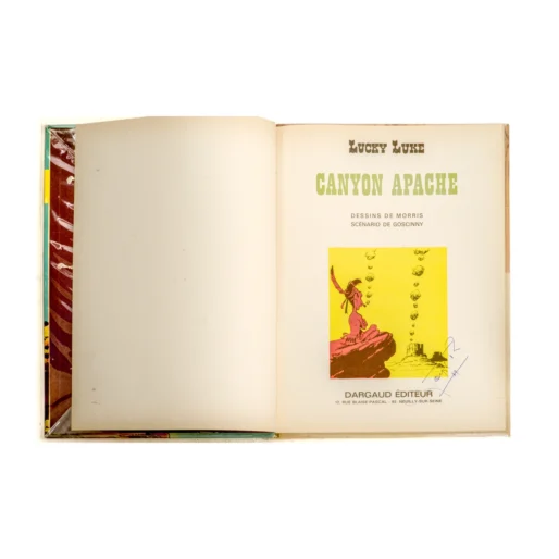 4ème plat de l'album Lucky Luke Canyon Apache confirmant l'Édition Originale avec Jesse James en dernier titre
