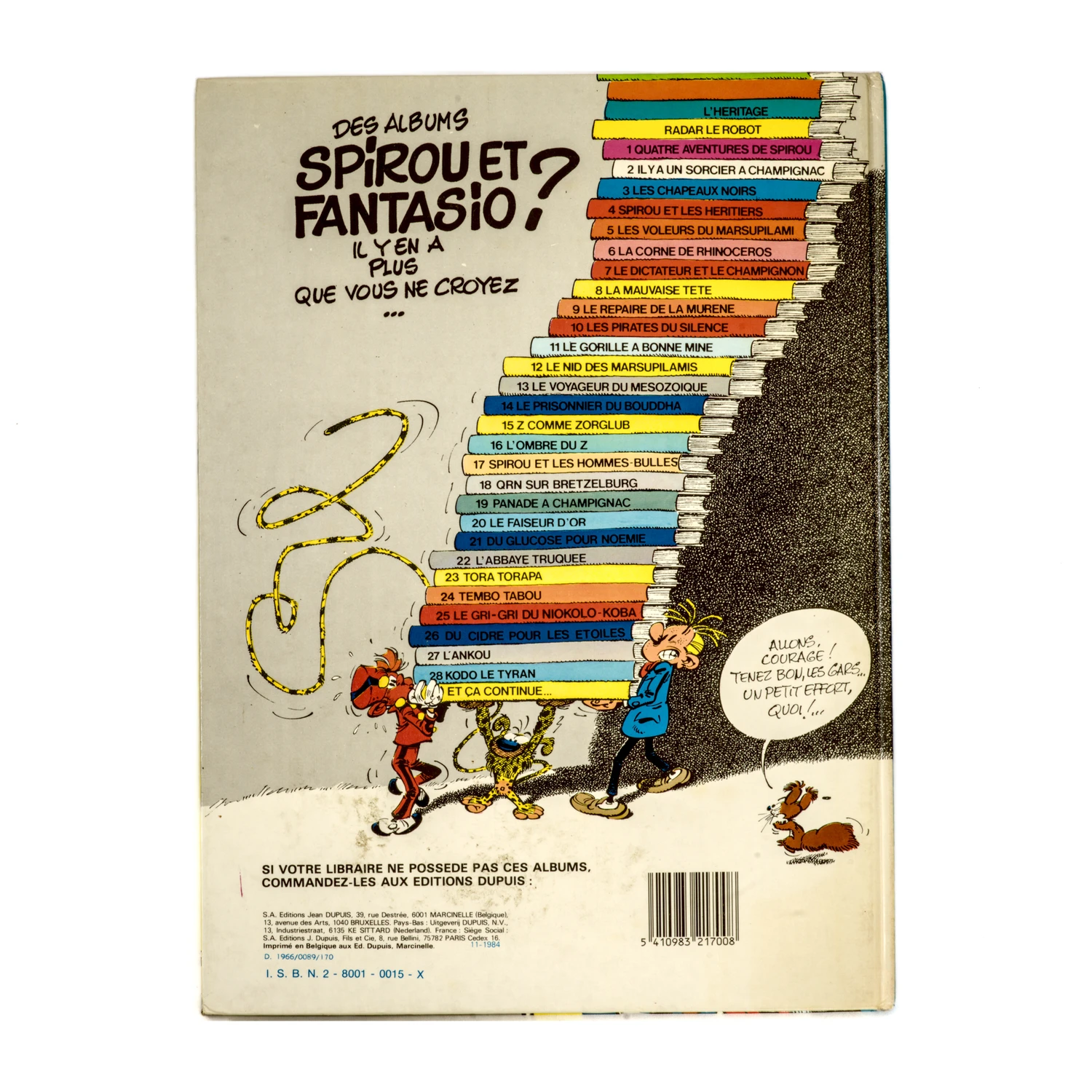4ème plat de la BD Spirou et Fantasio listant les albums jusqu