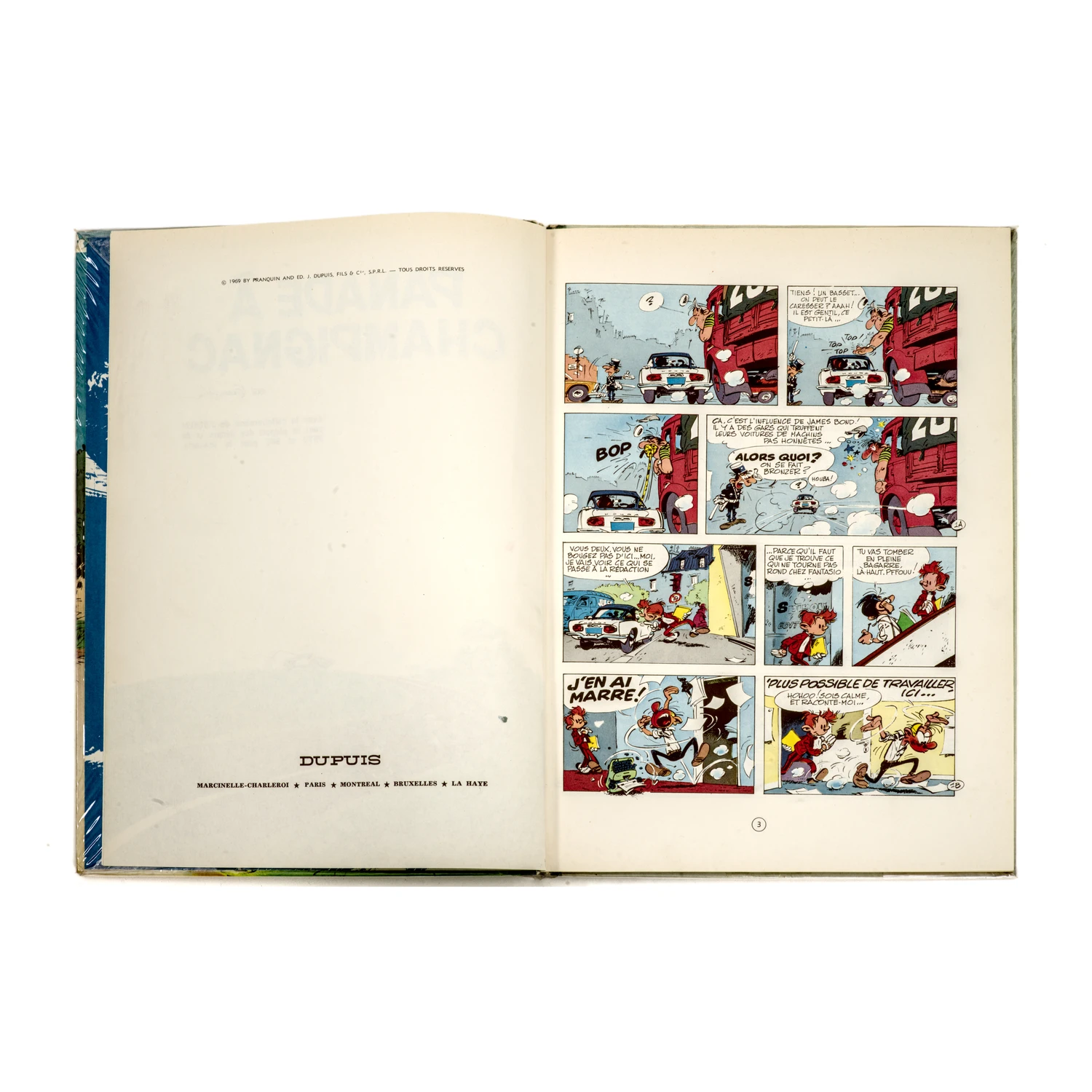 Page intérieure de la BD Spirou N°19 avec copyright 1969