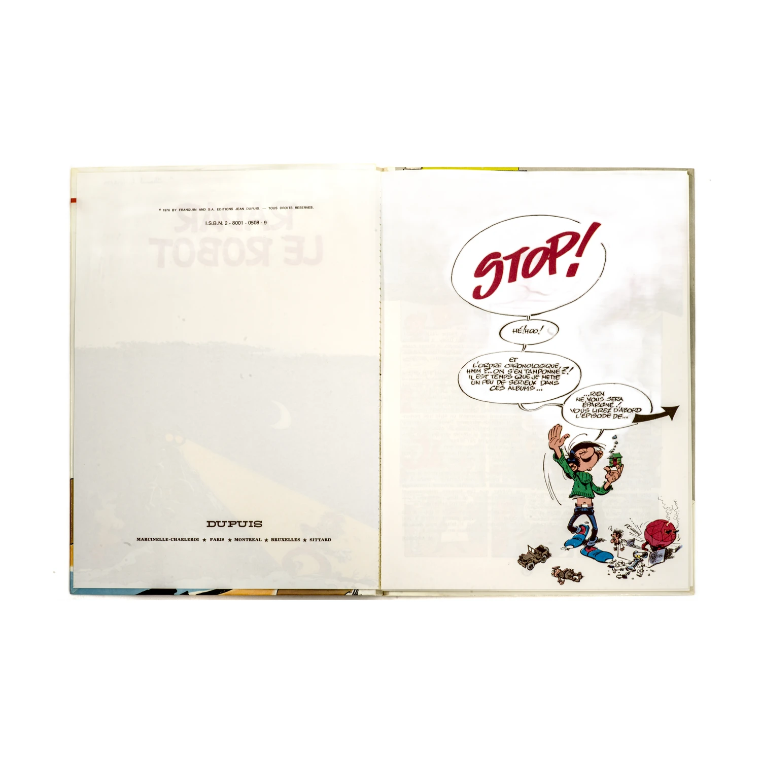 4ème plat de la BD Spirou Radar le Robot avec liste des 26 albums confirmant l
