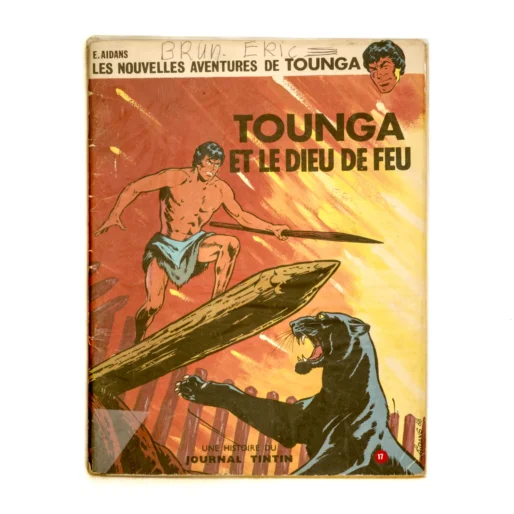 Couverture de la bande dessinée Tounga et le Dieu de Feu par E. Aidans
