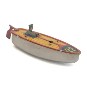 Bateau mécanique en tôle lithographiée HWN N°22 vu de trois quarts avant