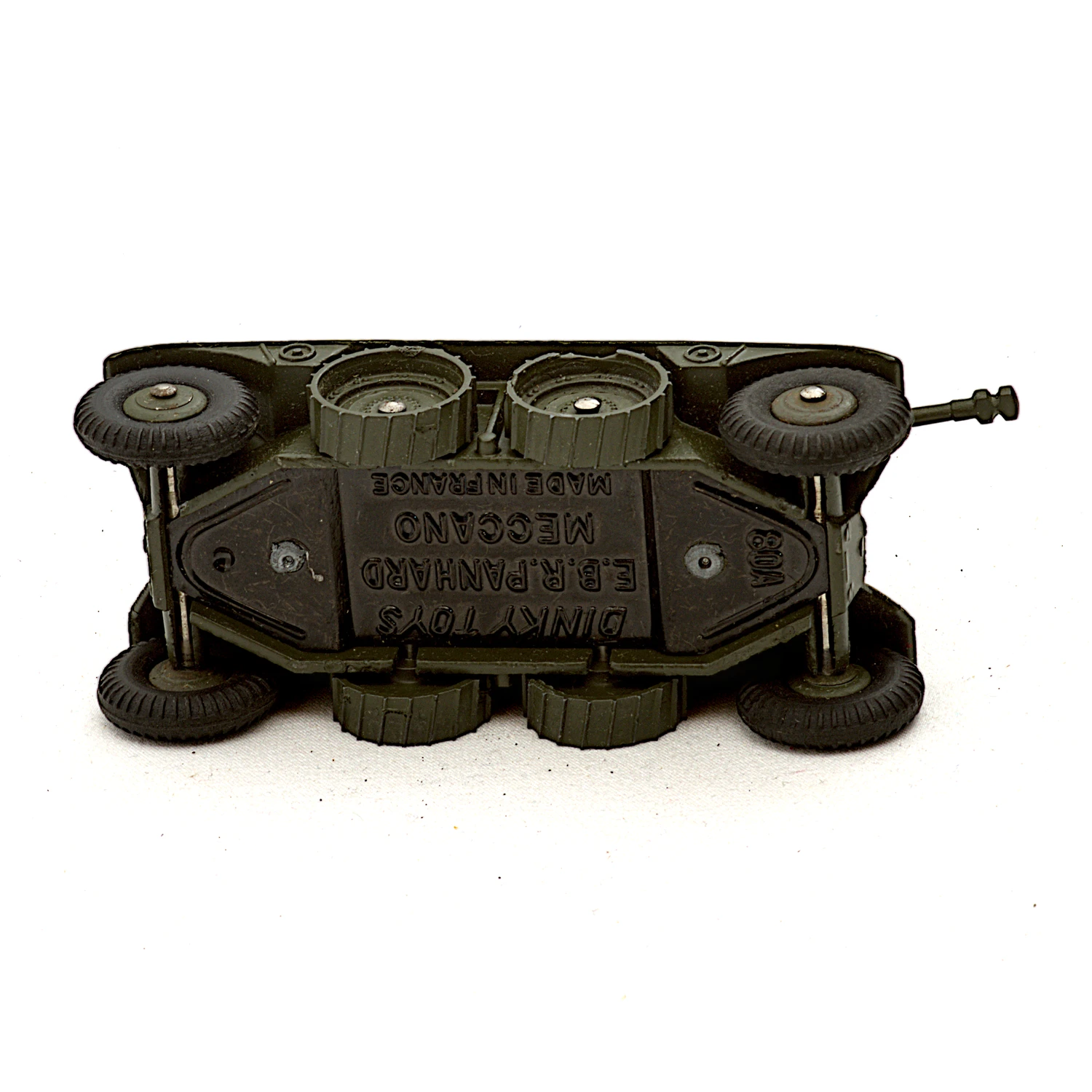 Vue du dessous du châssis Dinky Toys 80A Made in France