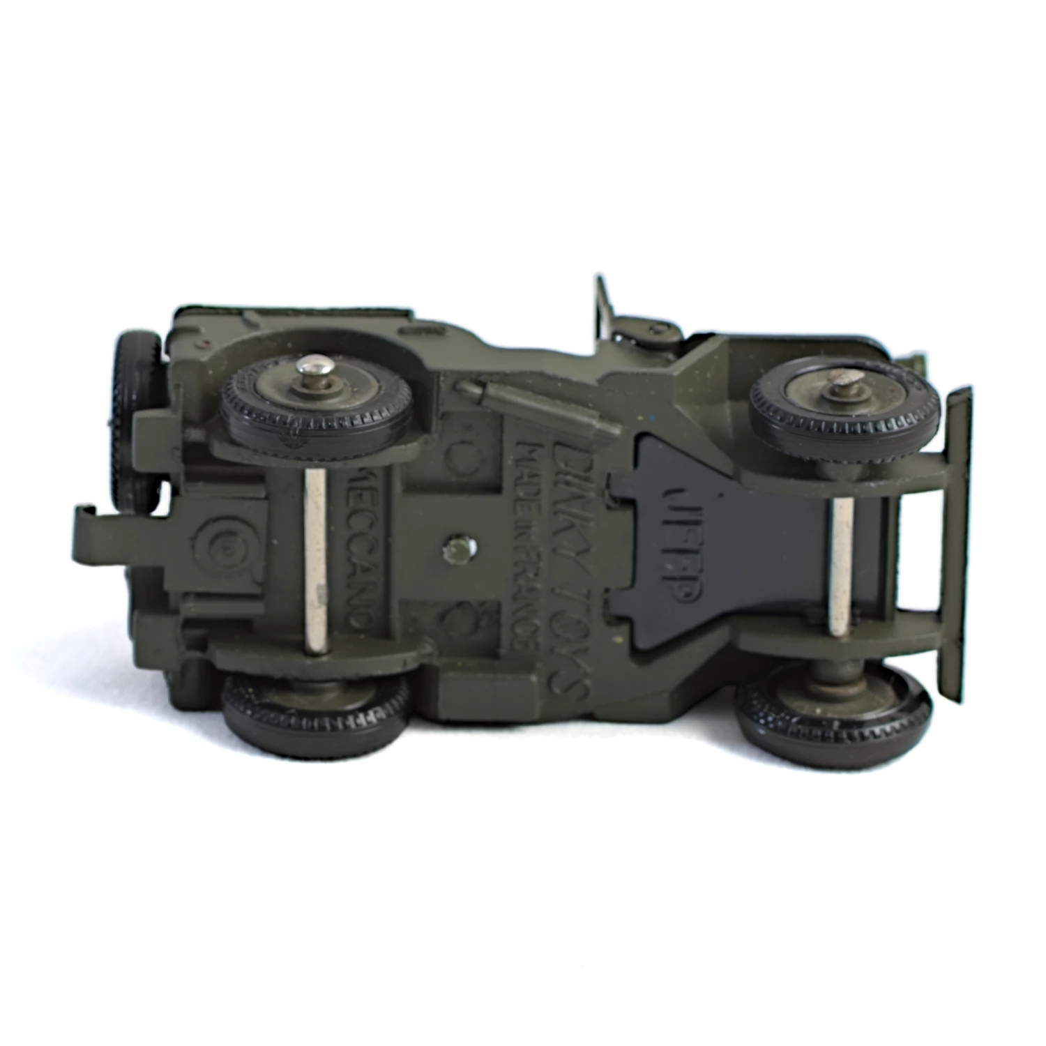 Châssis de la Jeep Dinky Toys avec inscriptions Made in France et Meccano