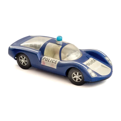 Voiture de police Joustra Porsche 906 Carrera 6 en tôle bleue