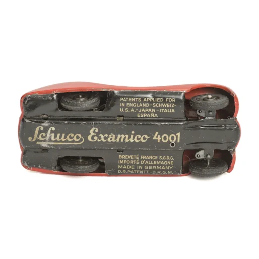 Châssis de la voiture Schuco Examico 4001 avec inscriptions Made in Germany et brevets D.R.G.M.