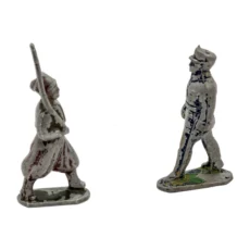 Profil de deux figurines anciennes de soldats en plomb : un Zouave et un fantassin