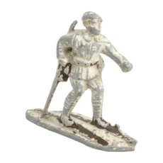 Figurine ancienne soldat de plomb chasseur alpin sur skis de face