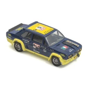 Vue avant de la miniature Solido Fiat Abarth 131 Rallye bleue et jaune