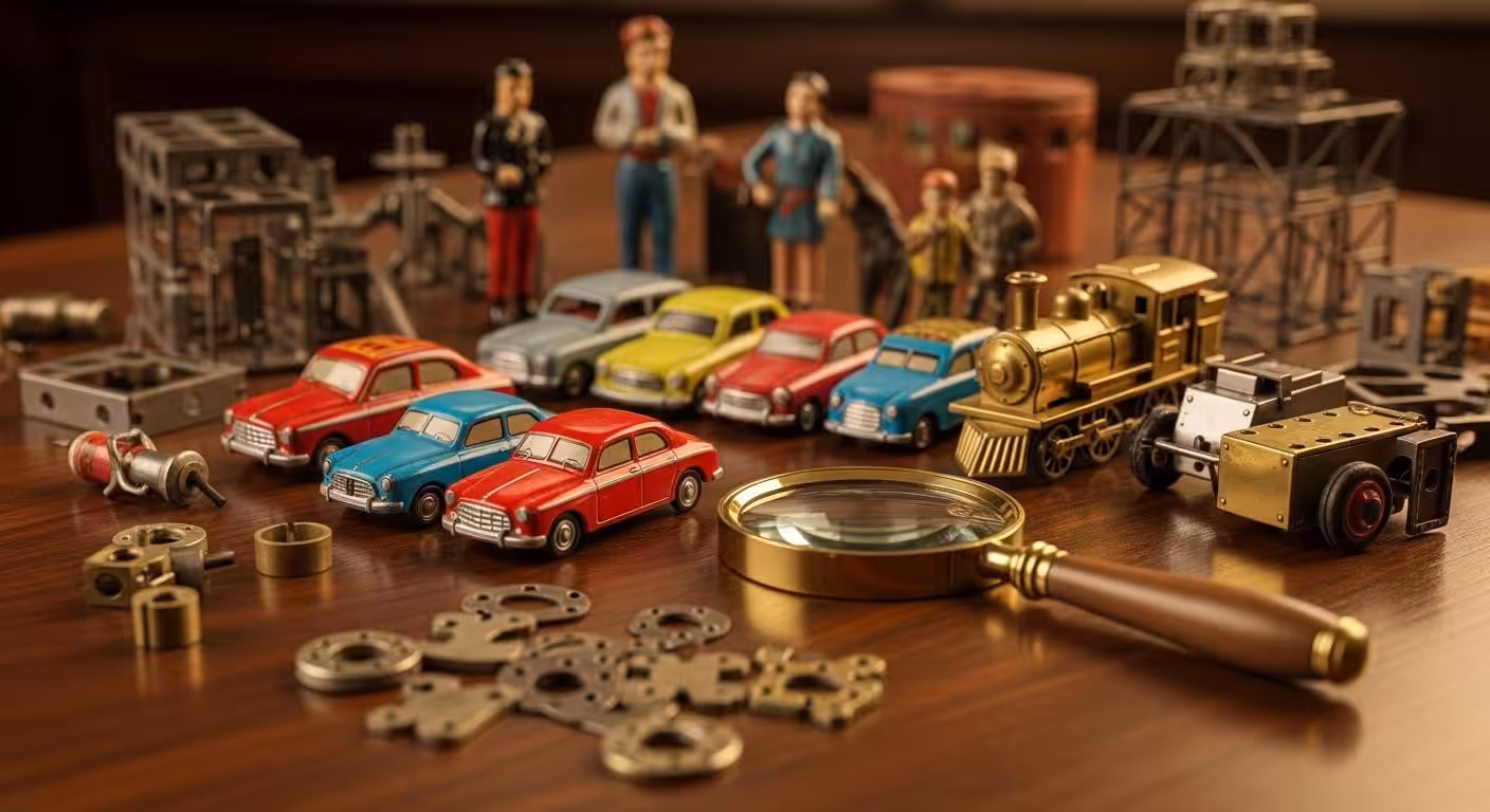 Collection de jouets anciens et modélisme illustrant les tendances et opportunités du marché