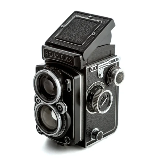 Appareil photo Rolleiflex Automat MX de face avec objectifs Carl Zeiss
