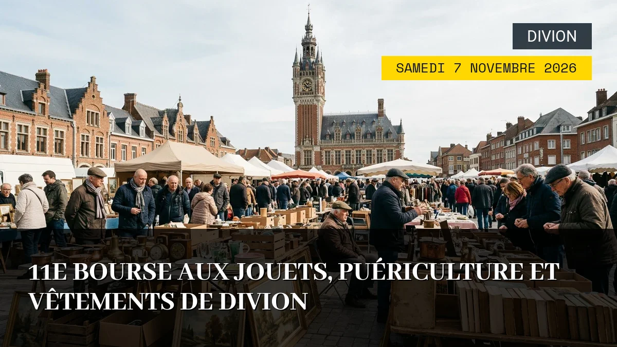 Affiche de l'événement : 11e Bourse aux Jouets, Puériculture et Vêtements de Divion – Samedi 7 Novembre 2026