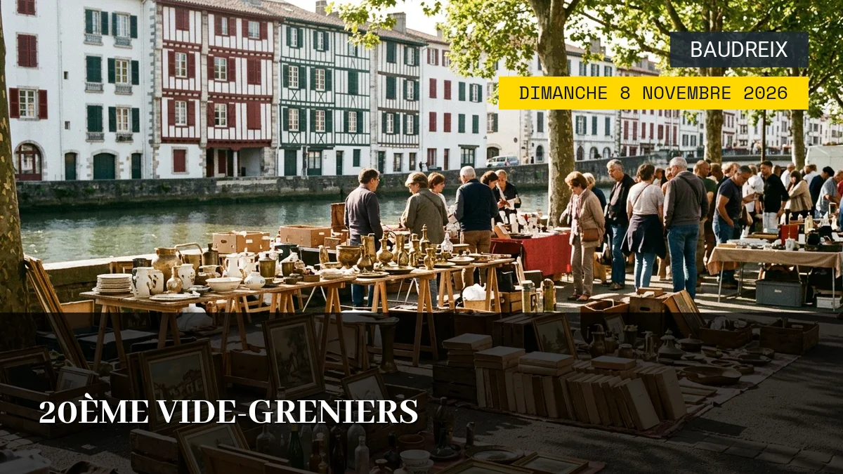 Affiche de l'événement : 20ème Vide-Greniers – Dimanche 8 Novembre 2026