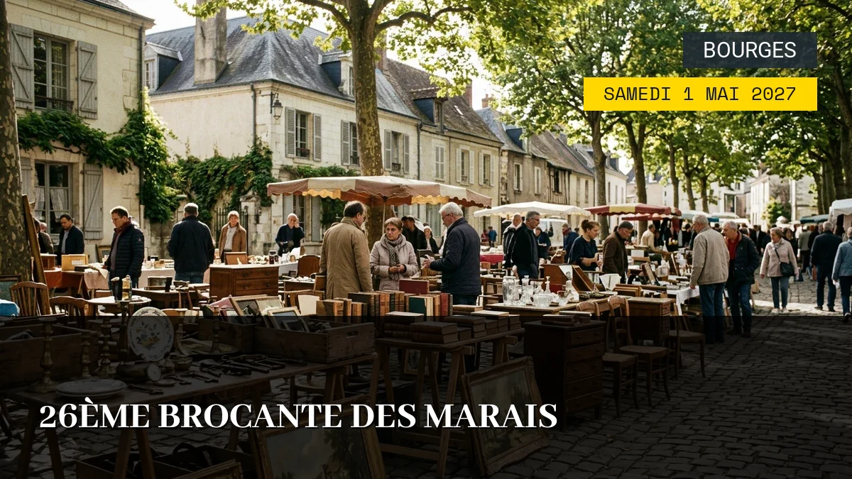 Affiche de l'événement : 26ème Brocante des Marais – Samedi 1 Mai 2027