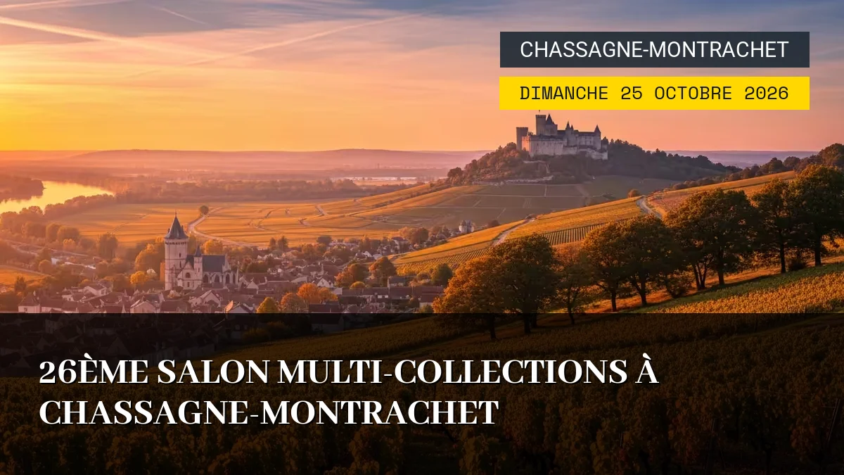 Affiche de l'événement : 26ème Salon Multi-Collections à Chassagne-Montrachet – Dimanche 25 Octobre 2026
