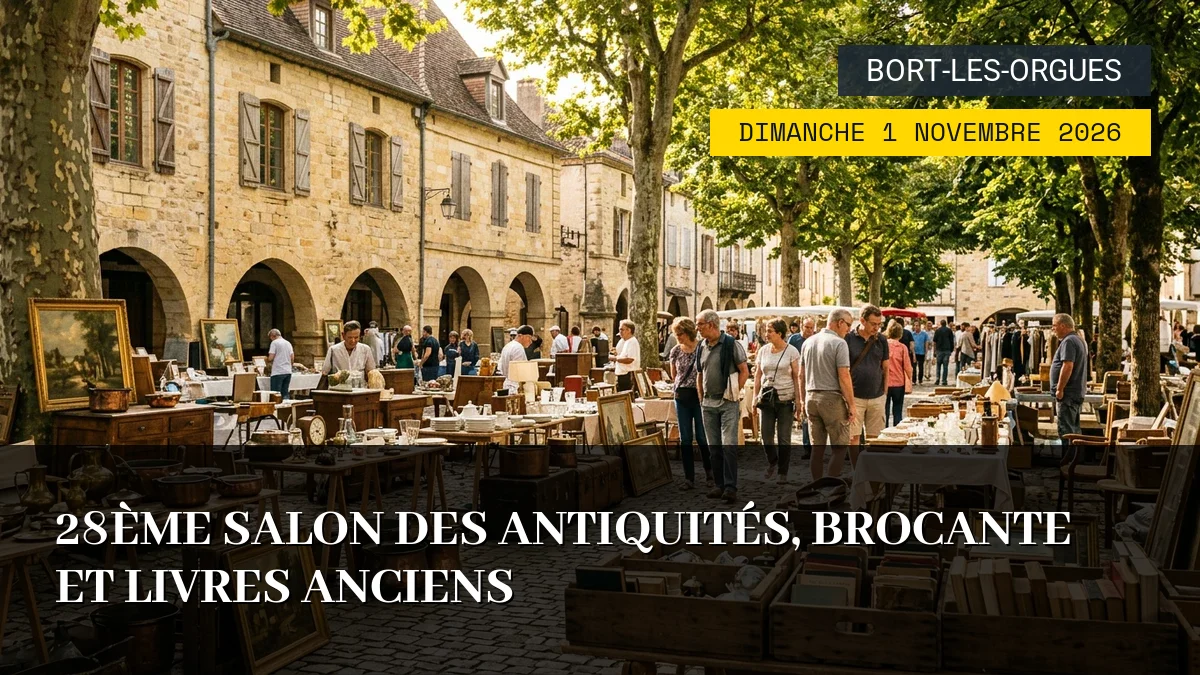 Affiche de l'événement : 28ème Salon des Antiquités, Brocante et Livres Anciens – Dimanche 1 Novembre 2026