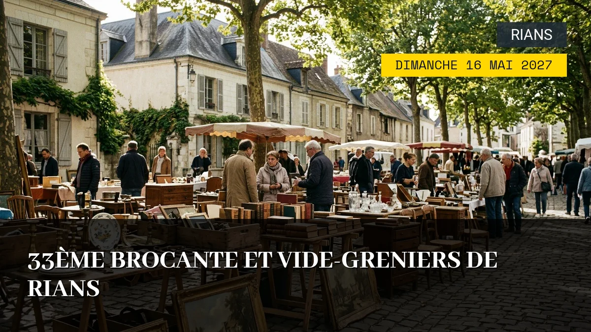 Affiche de l'événement : 33ème Brocante et Vide-greniers de Rians – Dimanche 16 Mai 2027