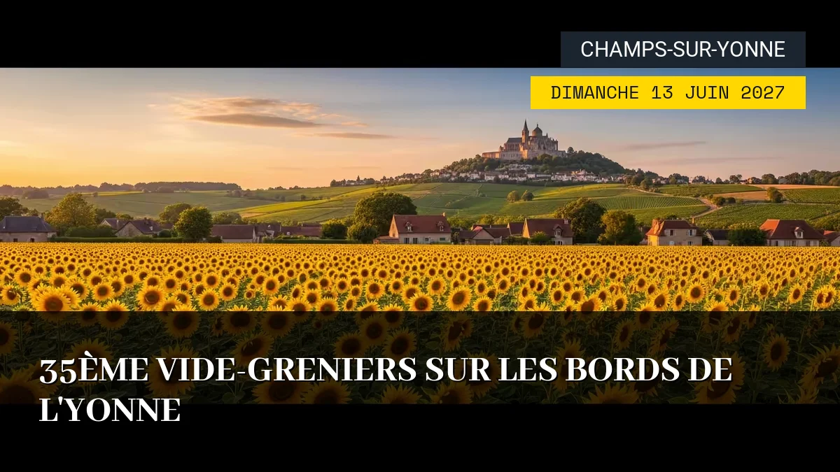 Affiche de l'événement : 35ème Vide-Greniers sur les Bords de l&rsquo;Yonne – Dimanche 13 Juin 2027