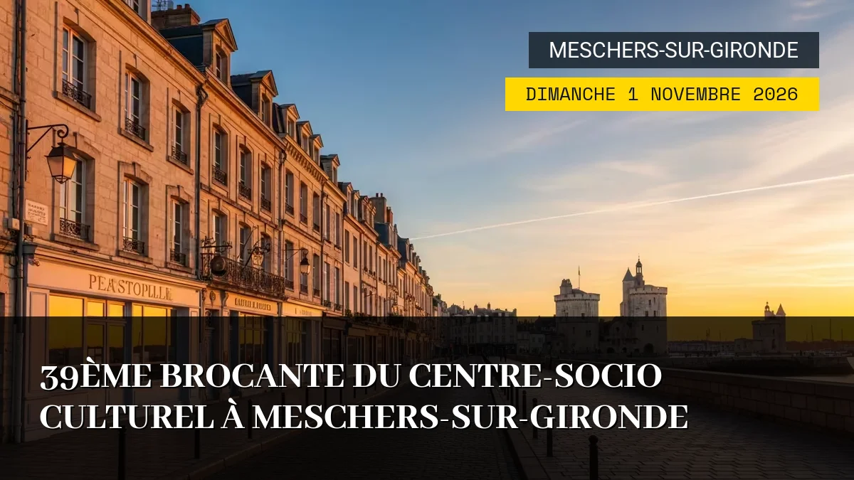 Affiche de l'événement : 39ème Brocante du Centre-Socio Culturel à Meschers-sur-Gironde – Dimanche 1 Novembre 2026