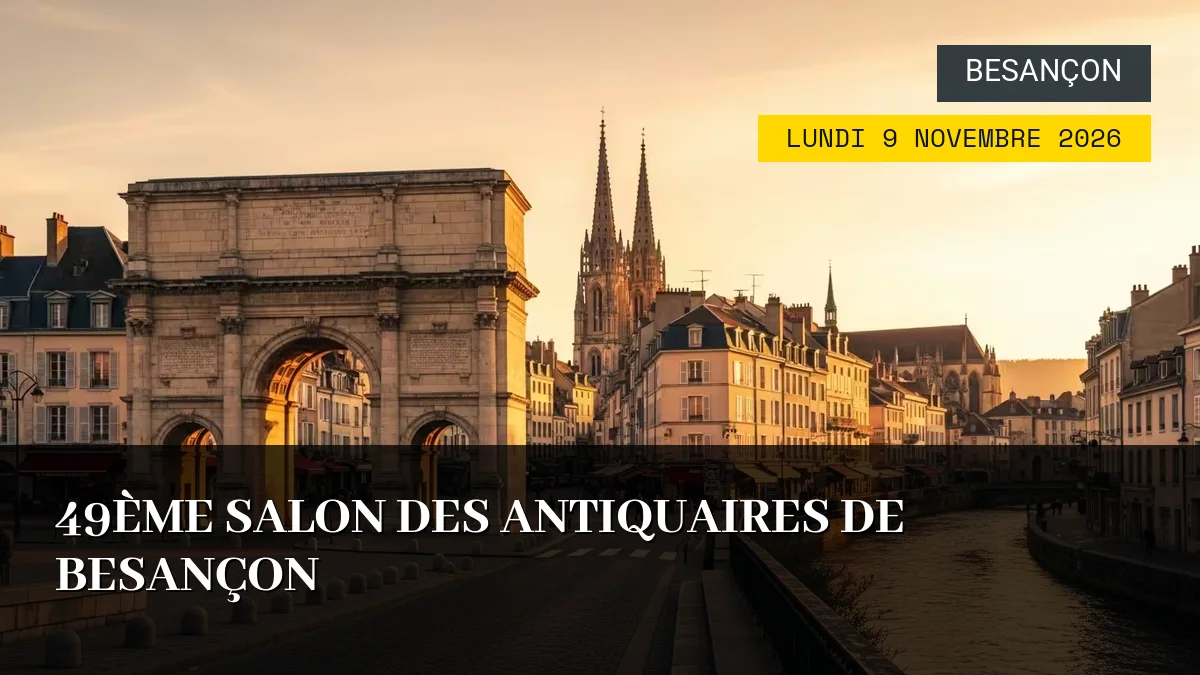 Affiche de l'événement : 49ème Salon des Antiquaires de Besançon – Lundi 9 Novembre 2026