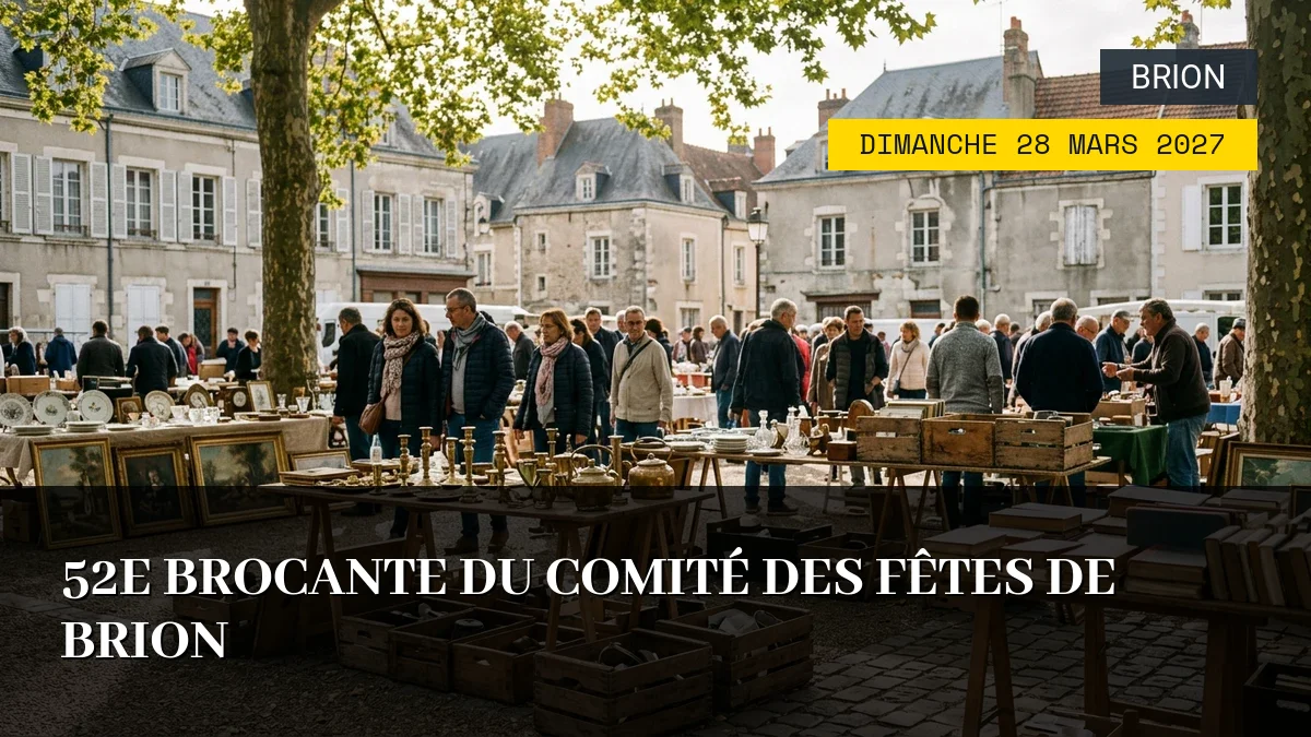 Affiche de l'événement : 52e Brocante du Comité des Fêtes de Brion – Dimanche 28 Mars 2027