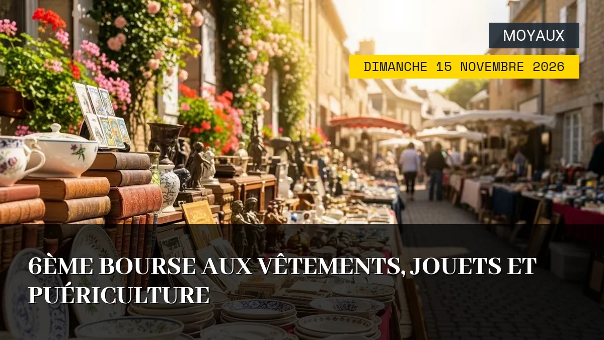 Affiche de l'événement : 6ème Bourse aux Vêtements, Jouets et Puériculture – Dimanche 15 Novembre 2026