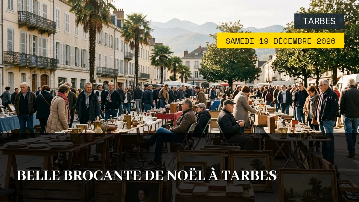 Affiche de l'événement : Belle Brocante de Noël à Tarbes – Samedi 19 Décembre 2026