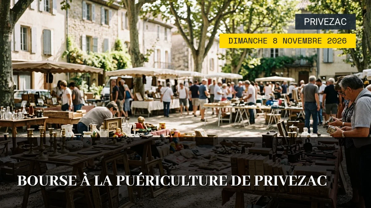 Affiche de l'événement : Bourse à la Puériculture de Privezac – Dimanche 8 Novembre 2026