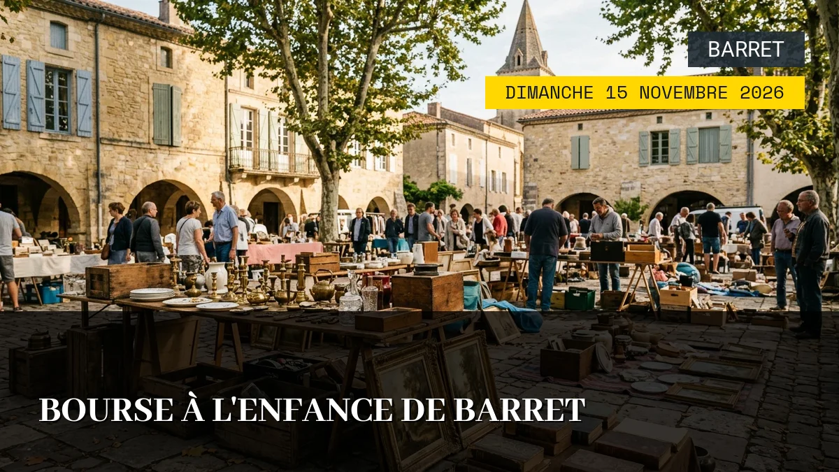 Affiche de l'événement : Bourse à l&rsquo;enfance de Barret – Dimanche 15 Novembre 2026
