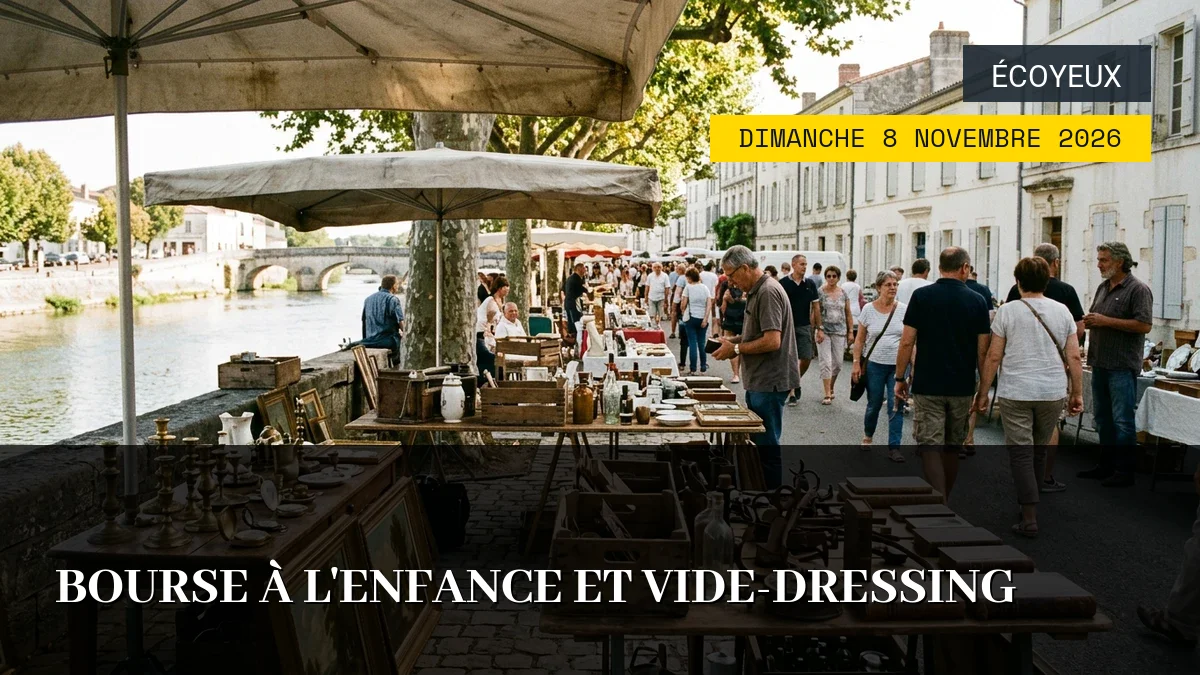 Affiche de l'événement : Bourse à l&rsquo;enfance et vide-dressing – Dimanche 8 Novembre 2026
