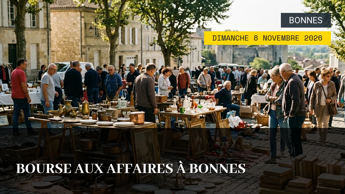 Affiche de l'événement : Bourse aux affaires à Bonnes – Dimanche 8 Novembre 2026