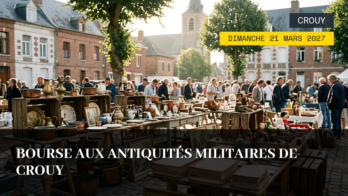 Affiche de l'événement : Bourse aux Antiquités Militaires de Crouy – Dimanche 21 Mars 2027