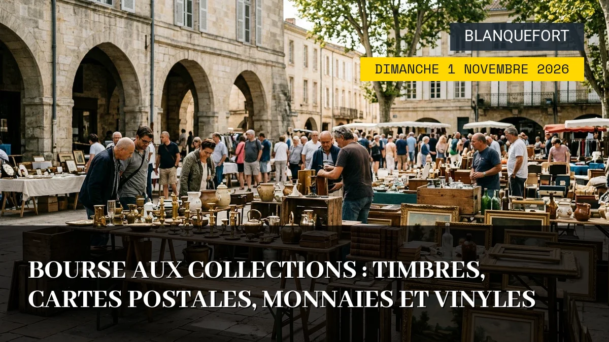Affiche de l'événement : Bourse aux Collections : Timbres, Cartes Postales, Monnaies et Vinyles – Dimanche 1 Novembre 2026