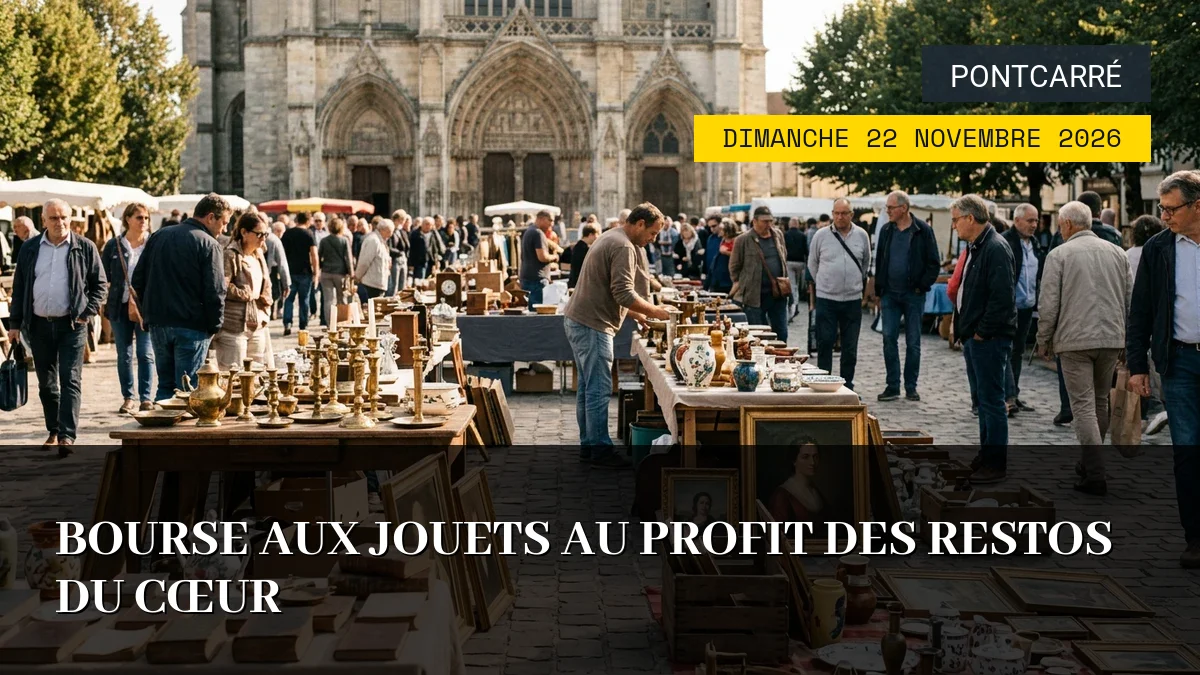 Affiche de l'événement : Bourse aux Jouets au profit des Restos du Cœur – Dimanche 22 Novembre 2026