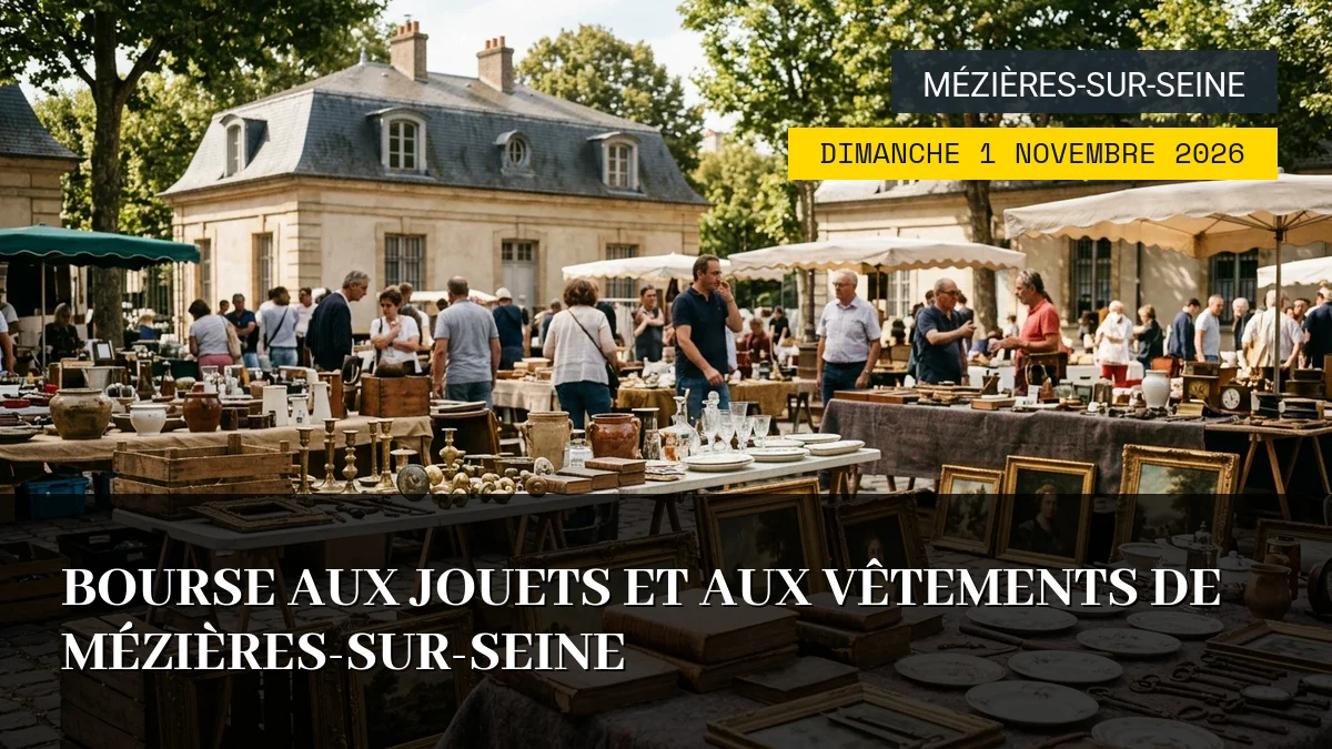 Affiche de l'événement : Bourse aux Jouets et aux Vêtements de Mézières-sur-Seine – Dimanche 1 Novembre 2026