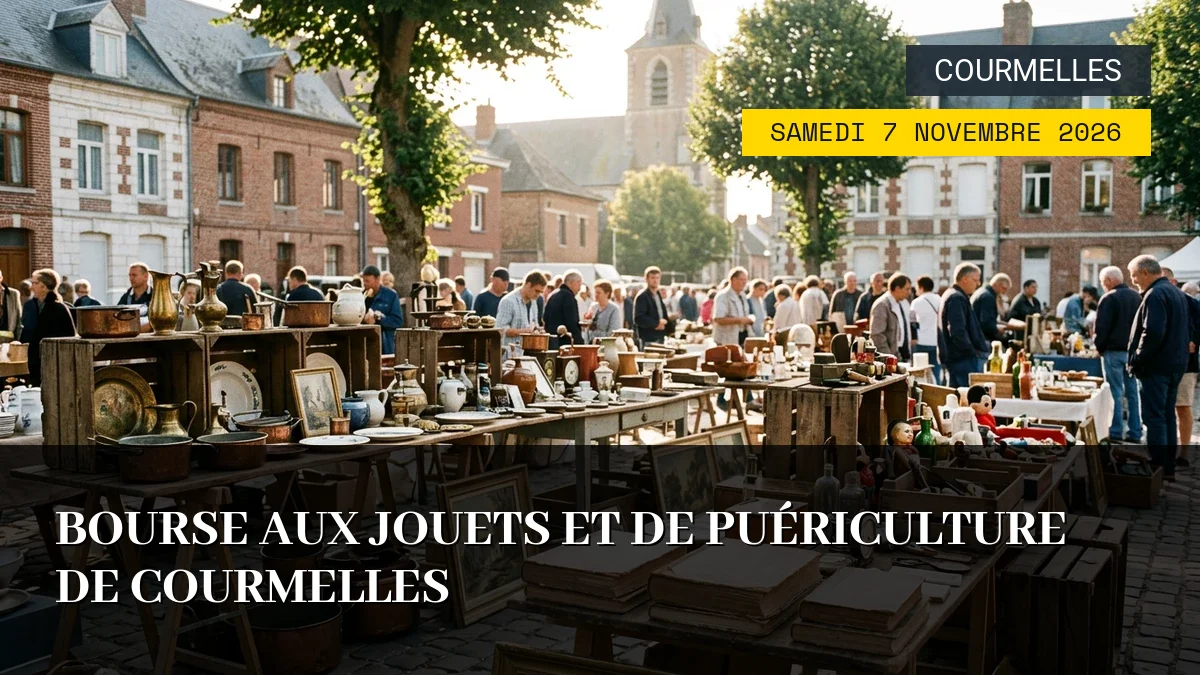 Affiche de l'événement : Bourse aux jouets et de puériculture de Courmelles – Samedi 7 Novembre 2026