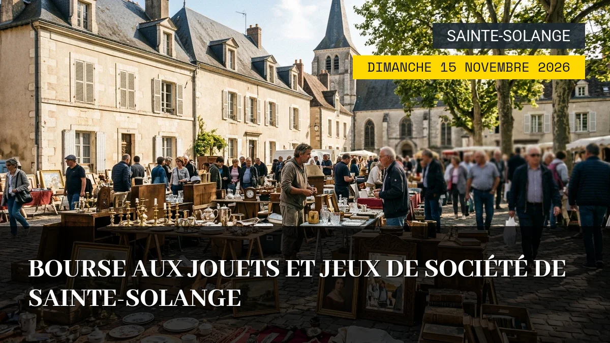 Affiche de l'événement : Bourse aux jouets et jeux de société de Sainte-Solange – Dimanche 15 Novembre 2026