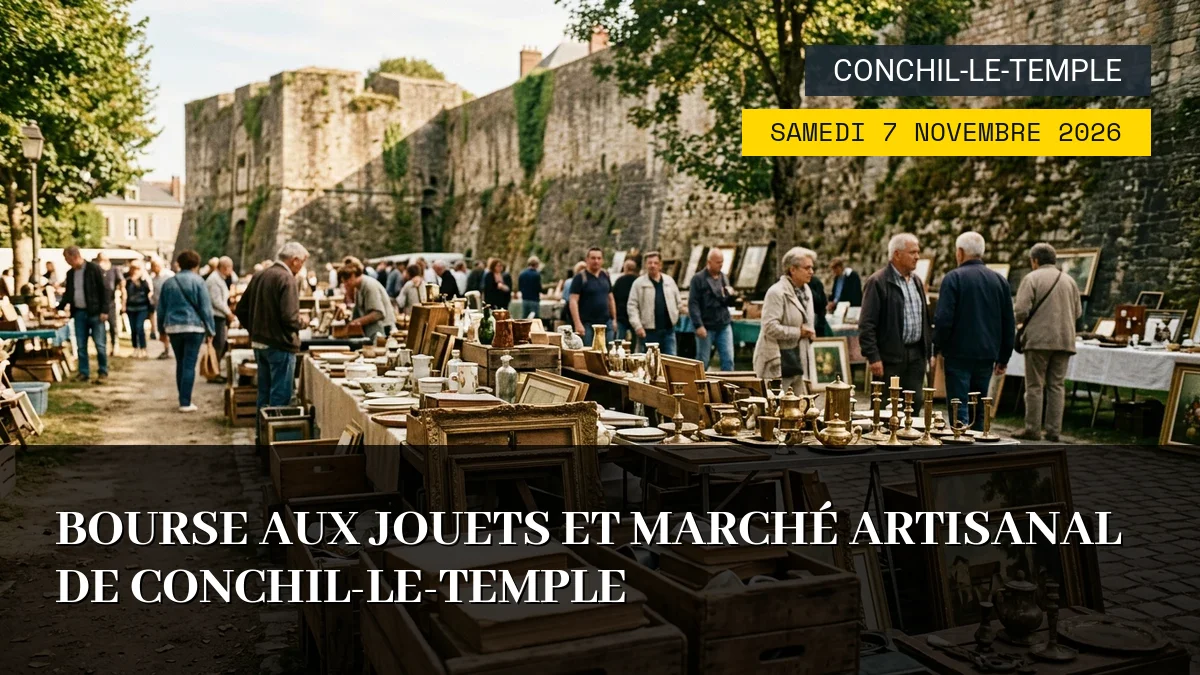 Affiche de l'événement : Bourse aux jouets et marché artisanal de Conchil-le-Temple – Samedi 7 Novembre 2026