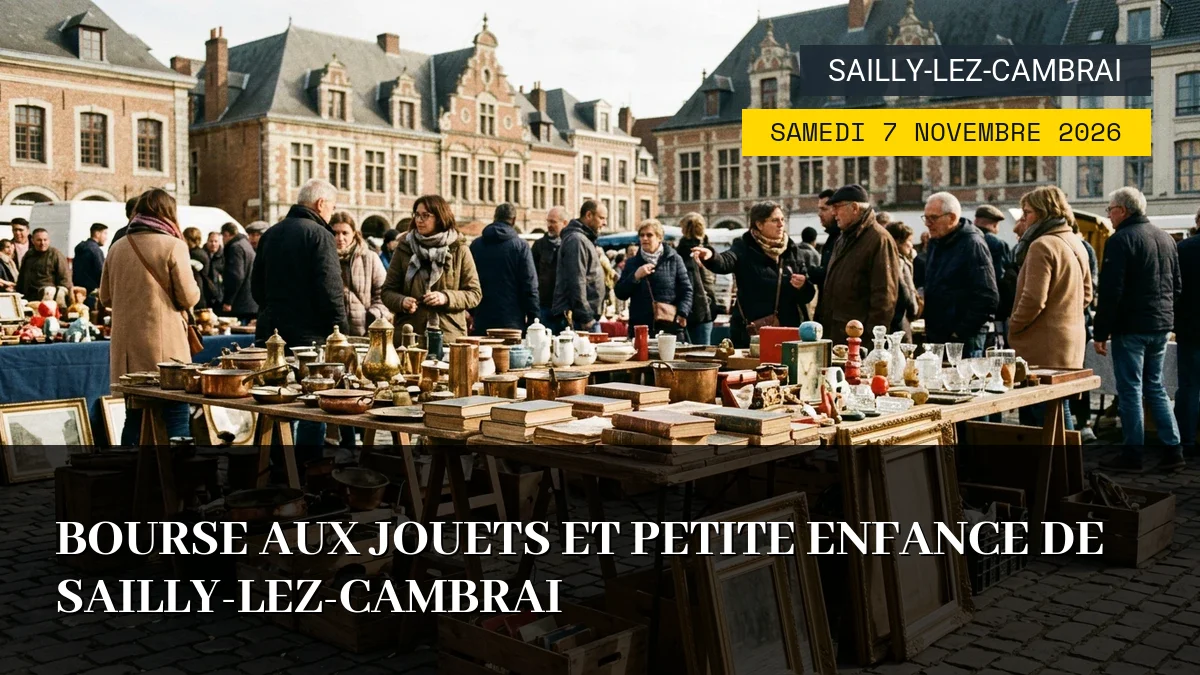Affiche de l'événement : Bourse aux jouets et petite enfance de Sailly-lez-Cambrai – Samedi 7 Novembre 2026