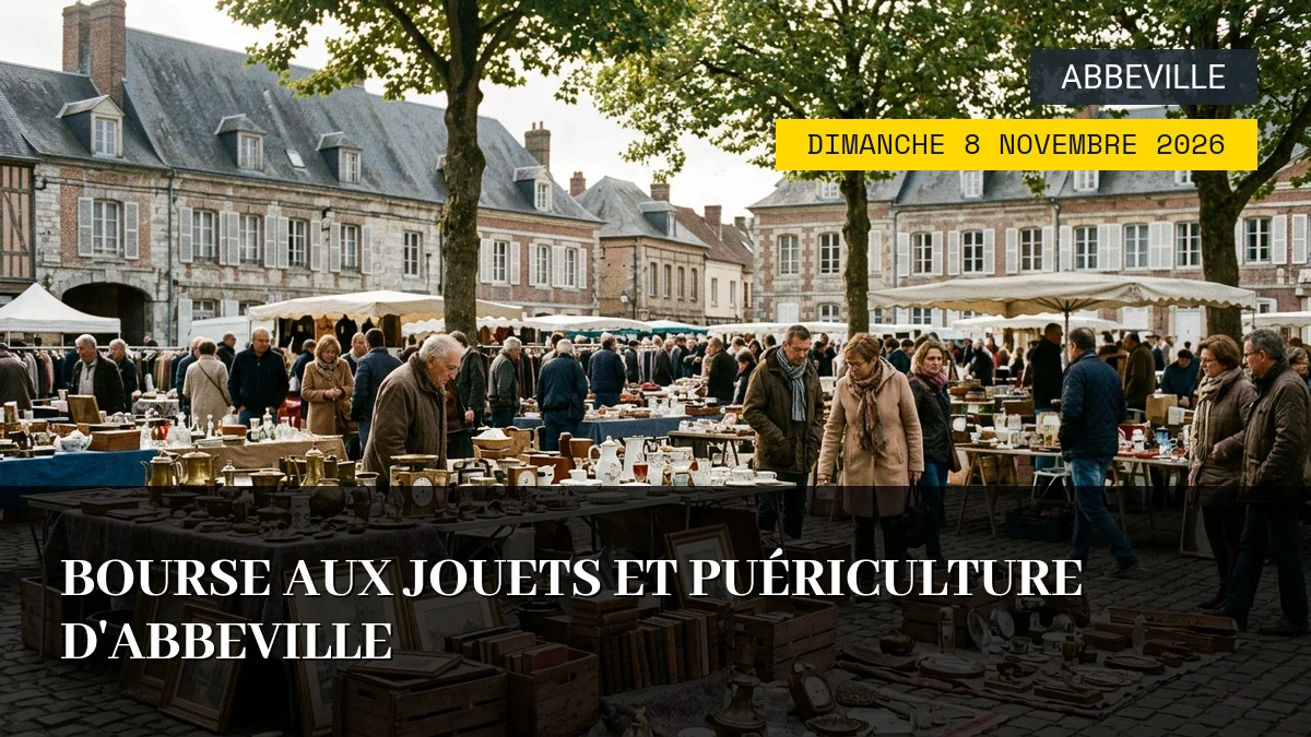 Affiche de l'événement : Bourse aux Jouets et Puériculture d&rsquo;Abbeville – Dimanche 8 Novembre 2026