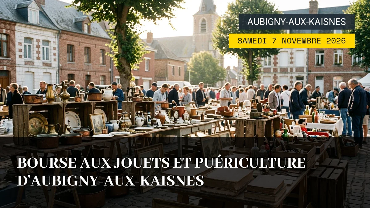 Affiche de l'événement : Bourse aux jouets et puériculture d&rsquo;Aubigny-aux-Kaisnes – Samedi 7 Novembre 2026
