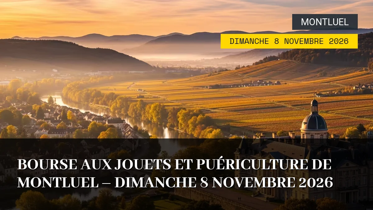 Affiche de l'événement : Bourse aux Jouets et Puériculture de Montluel – Dimanche 8 Novembre 2026